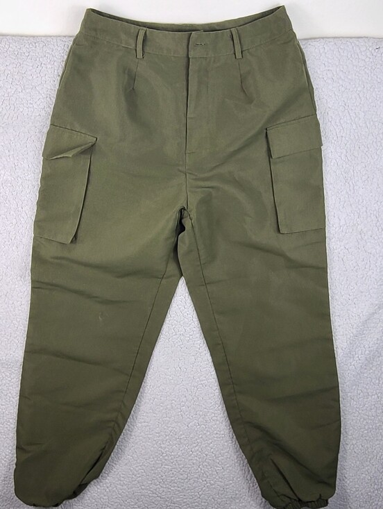 SHEIN Pants - SHEIN Olive Green Cargo Jogger Pants Utility‎ Pockets M 6 Ankle Cuffs